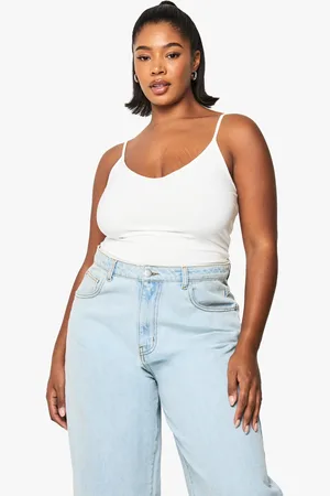 Boohoo Plus Strakke One Piece Met Dubbele Lagen En Bandjes