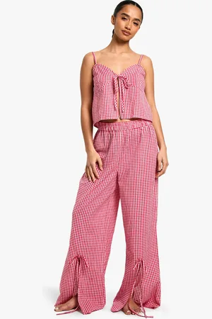 Boohoo Petite Gingham Print Hemdje En Broek Pyjama Set