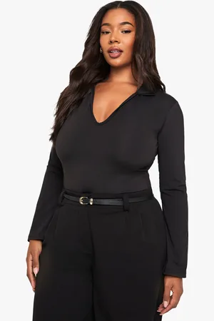 Boohoo Plus Diepuitgesneden One Piece Met Kraag