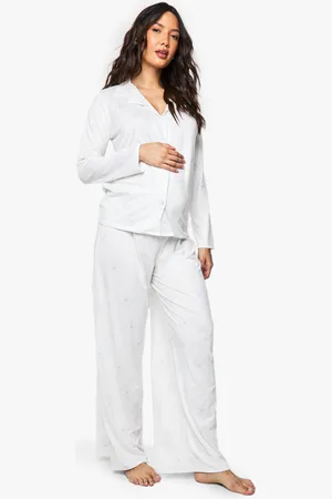 Boohoo Zwangerschap Beren Pyjama Set Met Blouse En Broek