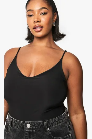 Boohoo Plus Strakke One Piece Met Dubbele Lagen En Bandjes