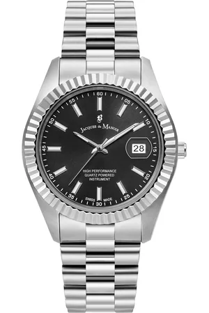 JACQUES DU MANOIR Inspiration - heren horloge - zilverkleurig met band