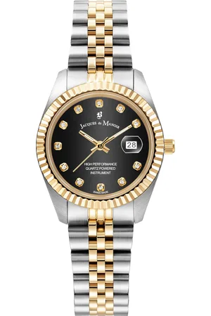 JACQUES DU MANOIR Inspiration - dames horloge - goudkleurig & zilverkleurig met band