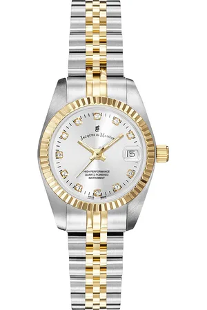 JACQUES DU MANOIR Inspiration - dames horloge - goudkleurig & zilverkleurig met band