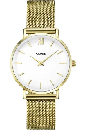 Cluse Minuit - dames horloge - goudkleurig met band