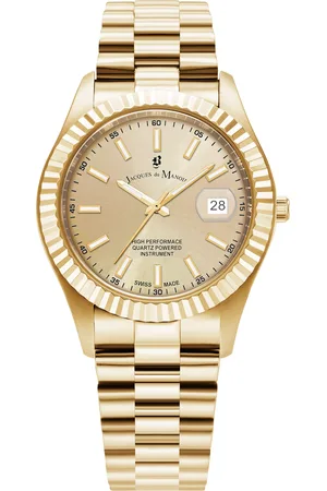 JACQUES DU MANOIR Inspiration - heren horloge - goudkleurig met band