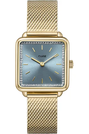 Cluse La Tétragone - dames horloge - goudkleurig met band
