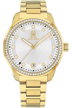 Tommy Hilfiger Goudenkleurige dames horloge met zilverkleurige wijzerplaat