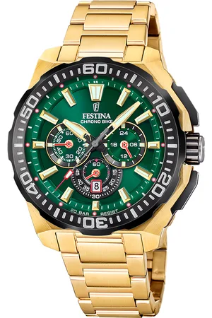 Festina Heren horloge - goudkleurig met band