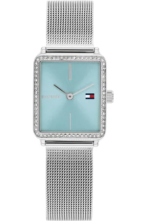 Tommy Hilfiger Zilverkleurige dames horloge met blauwe wijzerplaat