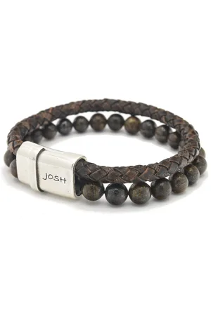 Josh Heren Armband - Bruin & Zilver