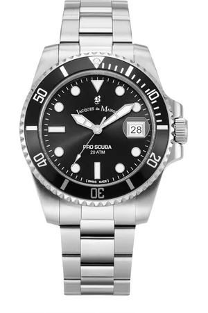 JACQUES DU MANOIR Pro Scuba - heren horloge - zilverkleurig met band