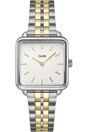 Cluse La Tétragone - dames horloge - goudkleurig met band