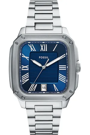 Fossil Heren horloge - zilverkleurig met band