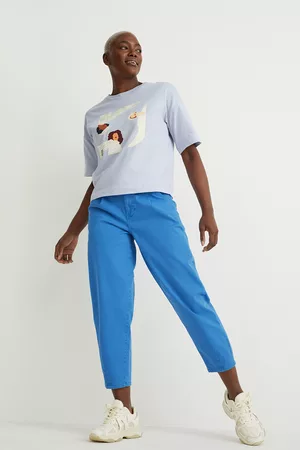 C&A Dames Mid Waisted Jeans - Chino-mid waist-tapered fit, , Maat: 34