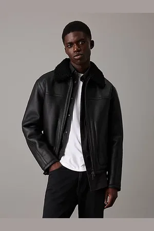 Calvin Klein Leren lammy pilotenjack
