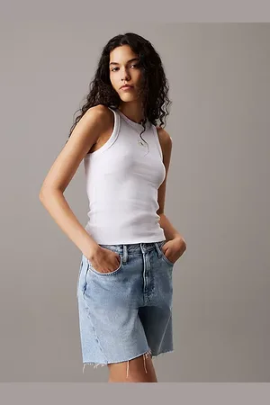 Calvin Klein Smalle geribbelende katoenen tanktop