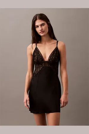 Calvin Klein Zijden nachtjurk - CK Black Floral Lace