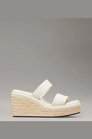 Calvin Klein Leren espadrillesandalen met sleehak