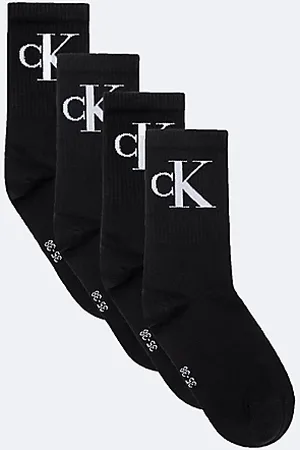 Calvin Klein 4-pack zachte crewsokken met logo van gekamd katoen