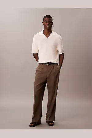 Calvin Klein Technisch gebreide polo met Johnny-kraag