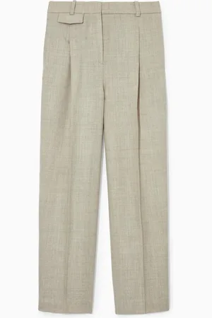 COS Regular Pleated Wool Wide-Leg Trousers in