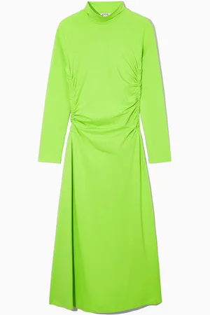 COS High-Neck Gathered Midi Dress