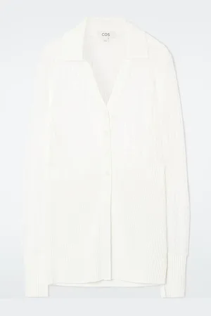 COS Lace-Stitch Ribbed-Knit Cardigan