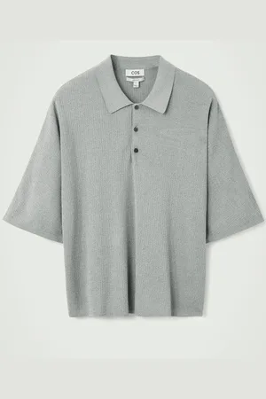 COS Oversized Ribbed-Knit Polo Shirt in