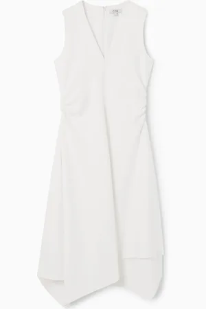 COS Gathered Asymmetric Midi Dress