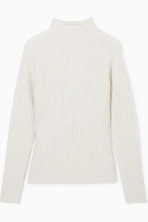 COS Ribbed Pure Cashmere Turtleneck Jumper