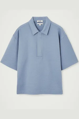 COS Seersucker Half-Zip Polo Shirt in