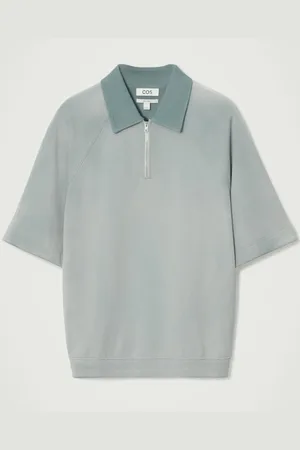 COS Acid-Wash Half-Zip Polo Shirt in