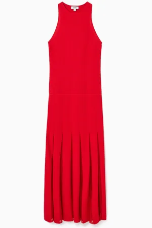 COS Pleated Racer-Neck Maxi Dress