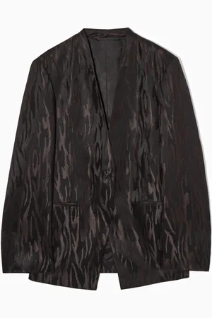 COS Relaxed Collarless Zebra-Jacquard Blazer