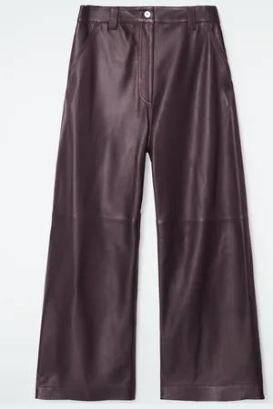 COS Leather Barrel-Leg Utility Trousers in