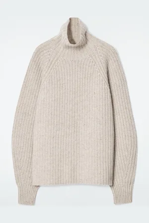 COS Ribbed Cashmere-Blend Funnel-Neck Jumper