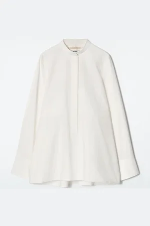 COS Collarless Half-Placket Shirt