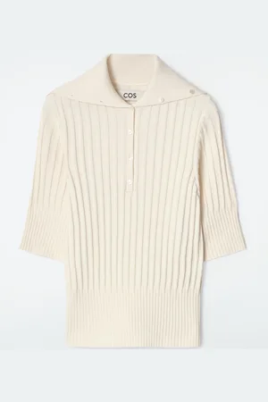 COS Rib-Knit Silk Polo Top