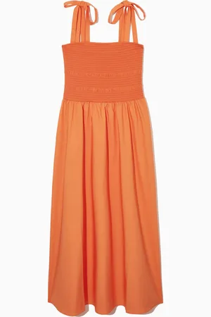 COS Tie-Detail Smocked Midi Dress