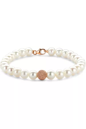 Diamond Point Roségouden armband witte zoetwaterparel Rivièra