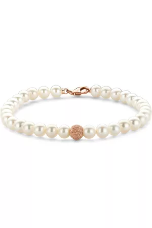 Diamond Point Roségouden armband witte zoetwaterparel Rivièra