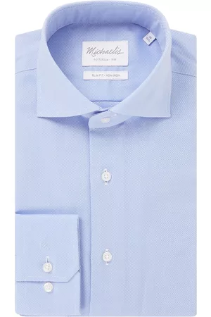 Michaelis Slim fit strijkvrij overhemd met cut away kraag