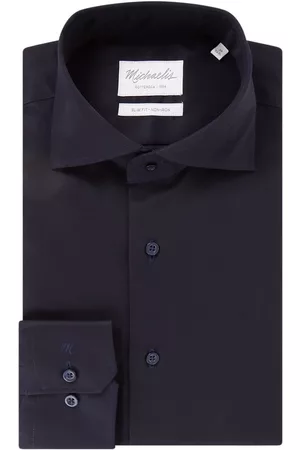 Michaelis Slim fit strijkvrij overhemd met cut away kraag