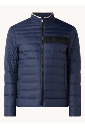 HUGO BOSS Darolus gewatteerd jack met logoprint en steekzakken