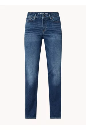 Denham Dames Straight - Bardot high waist straight leg jeans met donkere wassing