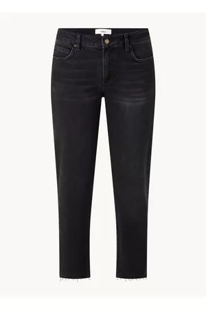 Bash Evan high waist slim fit cropped jeans met gerafelde zoom