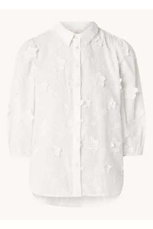Aaiko Lien blouse met bloemborduring en pofmouw