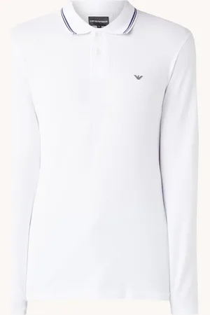 Emporio Armani Slim fit polo van piqué katoen met lange mouw