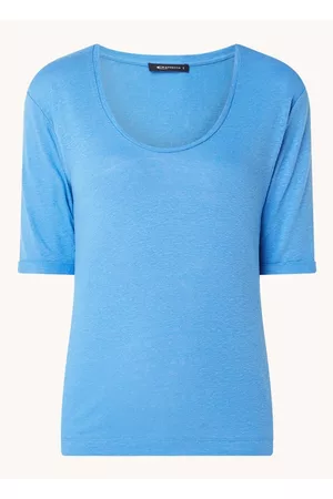Expresso V-neck top linnen mix and 3/4